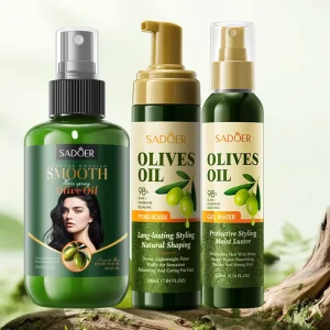 SADOER Private Label Natural Olive Oil Hair Treatment Spray Moisturizing Nourishing Hair Styling Gel Water for Men and Women