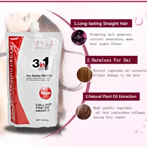 SG 1 Step Japanese Hair Straightening Cream with Collagen Long Lasting No Fume Formula for All Hair Types Perm Lotion