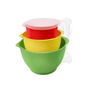 Salad Nesting Mixing Bowls with Lids Set of 3 Machine Color Plastic Kitchen Food Plastic Mixing Bowl Set