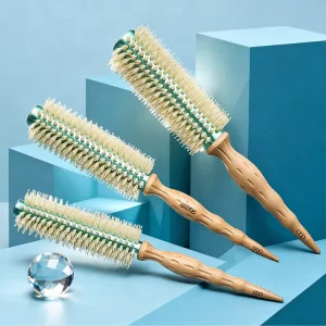 Salon Hair Styling Brush Curling Hairbrush Wooded Massage Comb Roller Comb