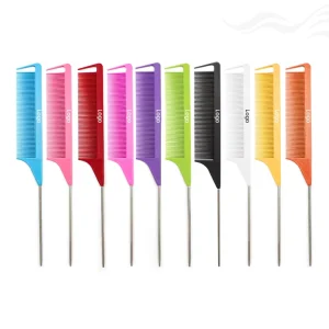Salon Hairdressing Anti Static Barber Rat Tail Comb Hair Sectioning Parting Styling Comb Metal Pin Tail Braiding Comb