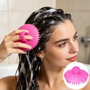Salon Plastic Hair Scalp Brush with Shampoo Washing and Exfoliation Functions Rose Red Color