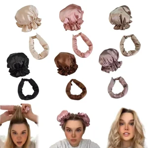 Satin Heatless Hair Curler Set Hair Roller Curls With Hair Caps
