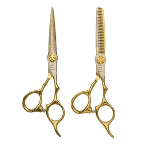 Scissors Barber Professional Beauty Hairdressing Hair Scissors Thinning Flat Teeth Gold Coating Color Barber Hair Scissors