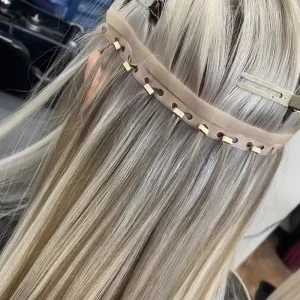 Seamless XO Invisible Flat Weft Hole Twin Tab Hole Weft Hair Extensions Invisible Weft with Holes