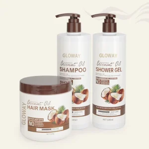 Set of 3 Shower Gel Hydrating Hair Repair Mask Sulfate Free Coconut Oil Shampoo Moisturizing Body Wash Bath Set