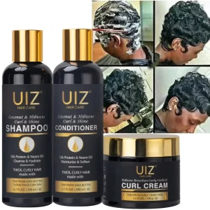 Shampoo and Conditioner Set Curling Curl Defining Enhancers Activator Cream Shine Frizz Control Repair Dry Hair Care Product Kit