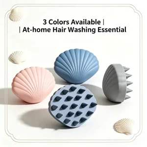 Shell Hairbrush Silicone Massage Tool Hair Scrubber Scalp Stimulator Exfoliator Brush with Soft Bristles
