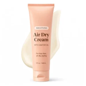 Smoothing Air Dry Cream for Hair Frizz Control Styling Cream with Castor Coconut Oil Weightless Texture Enhancer
