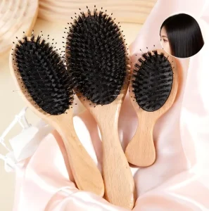 Soft Eco Friendly Bamboo Wooden Hairbrush Boar Bristle Air Cushion Comb Bamboo Handle for Home