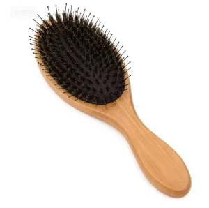 Soft Eco Friendly Bamboo Wooden Hairbrush OEM Logo Boar Bristle Hair Brush for Women Home Use