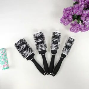 Square Ceramic Heat Control Hair Brush Styling Roller Aluminum Barrel with Nylon for Home Use Commercial