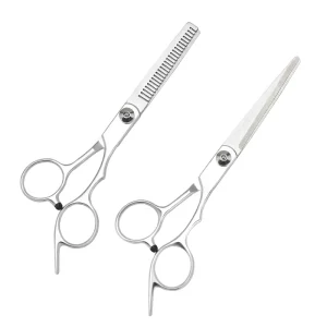 Stainless Steel Custom Logo Straight Blade Hair Barber Scissors Thinning Scissors Hair Styling Tool