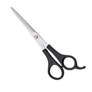 Stainless Steel Flat Scissors with Titanium Plated Blades and Plastic Handle for Snipping Hair Silver Color