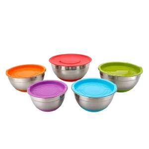 Stainless Steel Metal Colored Soup Bowl Dinner Food Basin Mixing Bowl Custom Salad Bowl