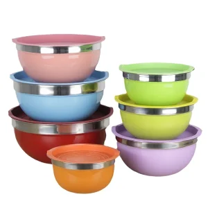 Stainless Steel Metal Soup Bowl Dinner Food Basin Children’s Mixing Bowl Salad Bowl with Lid