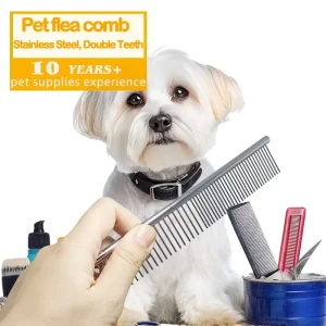 Stainless Steel Pet Comb & Grooming Brush for Cats and Dogs Deshedding Detangling Bathroom Use All Coat Types