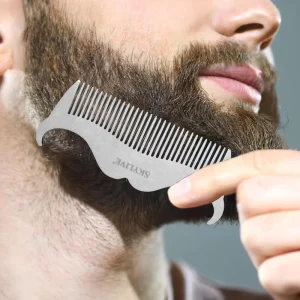 Stainless Steel Styling Comb Double Sided Wide Tooth Fine Tooth Beard Comb for Men’s Grooming Care