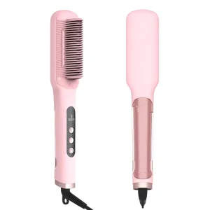 Steam Straightener Ionic Straightening Brush Anti-Scald Ceramic Straightener Comb for Super Smooth Hair