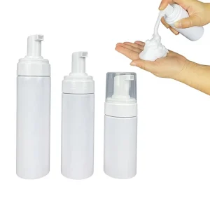 Stock 100ml Mousse Foaming Cleansing Foam Half Cover Press Type PET White Transparent Portable Dispensing Bottle Model KDRYP 026