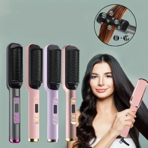 Straight hair curly hair 2 in 1 household wet and dry hair straightener multi temperature plump styling comb
