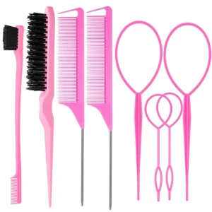 Styling Tools Set Steel Needle Comb Tail Comb Nylon Hair Brush Eyebrow Braiding Hair Pulling Tools Paddle