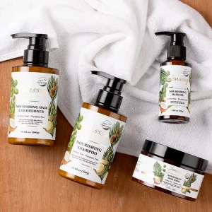Sulfate Free Private Label Organic Aloe Vera Rice Hair Care Sets Argan Oil Hair Regrowth Treatments Mask Shampoo and Conditioner