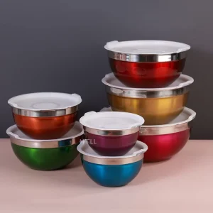 Superior Stainless Steel Salad Mixing Bowl Multicolor Polished Finish Multi Size Kitchen Baking Utensils Whisk Bowl Lid