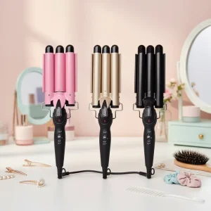 Supplier Customized 3 Barrel Hair Waver Ceramic Big Wave Hair Curler Egg Rotating Curling Iron for Home Use