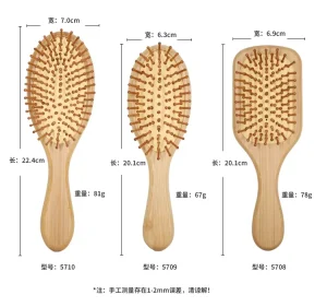 Sustainable Natural Wood Hair Brush Paddle Detangling Hairbrush