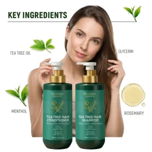 Tea Tree Oil Hair Regrowth Shampoo Follicle Stimulating Scalp Care Treatment for Oily Hair Anti Dandruff Sulfate Free