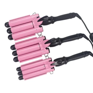 Three Barrel Waver Iron Big Volume Curls Creation Professional Hairdressing Tool Pink Hair Curler for Professional Stylists