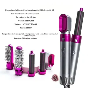 Tourmaline Ceramic Curling Straightening 5-in-1 Hot Air Comb 10 Temperature Settings 600-1000W Wet & Dry Use