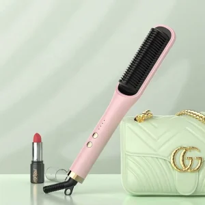 Travel Size Hair Straightener Brush Compact Design Dual Voltage Styling Tool for Business Trips Vacations