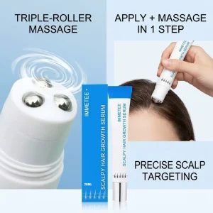 Triple Roller Scalp Serum for Thicker Looking Hair Density Essence 20ml Root Strengthening Scalp Massage Serum for Fine Hair