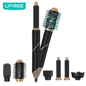 U-8226 6 in 1 Ionic Hair Styler High Rotation Speed 3 Temperature Adjuster Curling Straightening Features All Hair Friendly