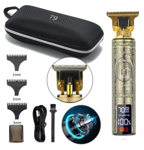 USB Professional Hair Clippers and Trimmer with LED Display Stainless Steel Blades Gift Box Packaging