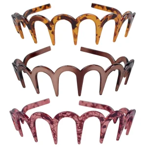 Unisex Spa Non slip Plastic Solid Color U shaped Hair Comb Headband Black Shark Teeth Design Hair Hoop