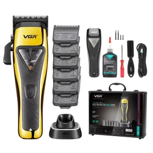 VGR V 015 DLC Blade Vector Motor 9000RPM Barber Rechargeable Professional Hair Clipper for Men