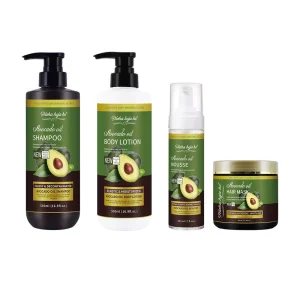 Vegan Avocado Hair Care Styling Kit Natural Skin Care Set Moisturizing Nourishing Anti-Dandruff Body Cream