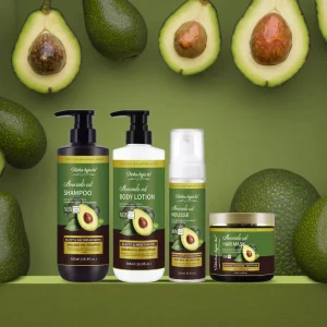 Vegan Avocado Hair Care and Styling Kit Natural Skin Care Set With Lightening Nourishing Body Lotion Fragrance