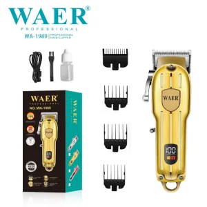 WAER Rechargeable Hair Clipper Electric Safety Hairdresser Clippers Stainless Steel for Household Use