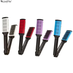 Wanmei Ceramic Coating Hair Straightener Brush Professional V clip Hair Brush Flat Iron Comb Bristle Nylon Double Boar Bristle
