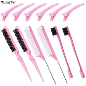 Wanmei Factory 12 Pieces Hair Styling Comb Hair Brush Set Nylon Teasing Rat Hair Tail Comb Hairdressing Tools