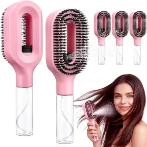 Water Mist Spray Grooming Comb 2 in 1 Detangling Brush Portable Refillable Salon Hair Styling Tool