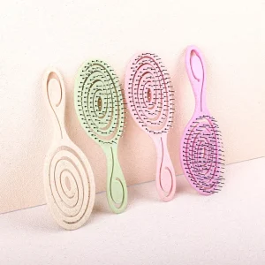 Wheatstraw Hollow Vented Detangling Massage Hair Brush for Women Straightening Brushes for Straight Curly Hair