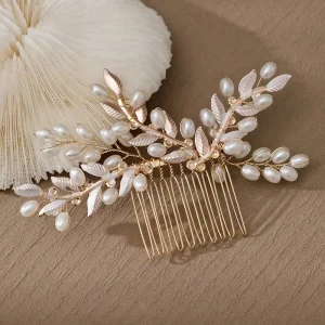 White Flower Hair Comb Bridal Handmade Polymer Clay Crystal Hair Comb Set Wedding Hair Jewelry