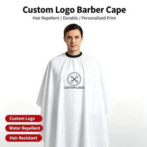 White Professional Barber Cape Waterproof Custom Logo Salon Hair Cutting Hairdressing Cape Bulk Supply