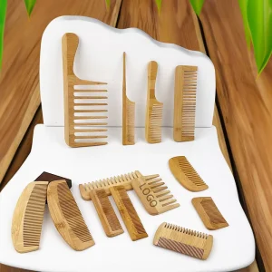 Wide Tooth Natural Bamboo Wood Rat Tail Comb Fine Tooth Handmade Anti Static Hair Detangling Comb