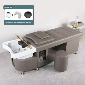 Winplus Water Therapy Wooden Japanese Head Spa Thai Massage Hair Washing Salon Shampoo Bed with Water Circulation and Steamer